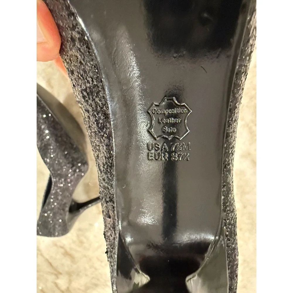 Nina - Black Sparkle Glitter Bling Pumps - 4.25